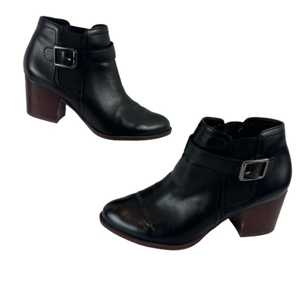 Franco Sarto Women's 8 M Black Malvina Buckle Heel Ankle Booties